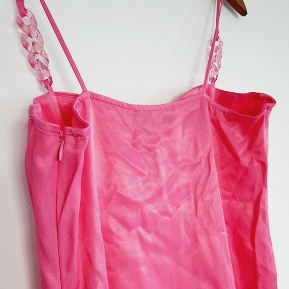 Zara Pink Satin Mini Slip Dress Size Small - Picture 7 of 9
